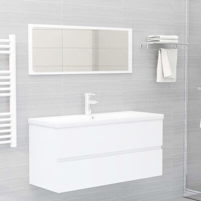 vidaXL Armoire d'évier avec lavabo intégré Blanc Aggloméré