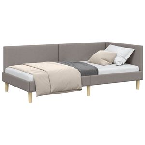 vidaXL Cadre de lit d'angle Taupe 80 cm x 200 cm Tissu et Contreplaqu&eacute;