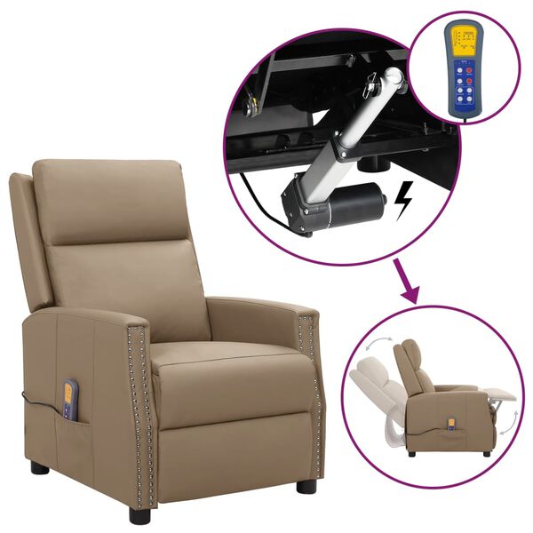 vidaXL Fauteuil de massage Cappuccino Similicuir