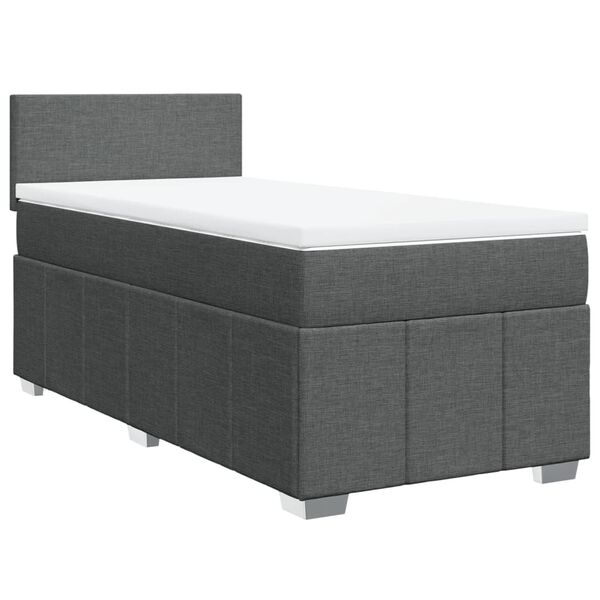vidaXL Sommier &agrave; lattes de lit avec matelas Gris fonc&eacute; 100x200cm Tissu