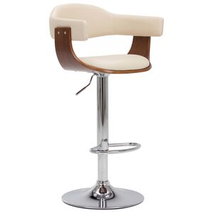 vidaXL Tabourets de bar lot de 2 cr&egrave;me bois courb&eacute; et similicuir
