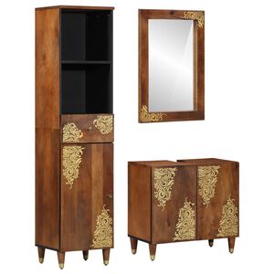 vidaXL Ensemble de Meubles de Salle de Bain 3 pc Marron miel