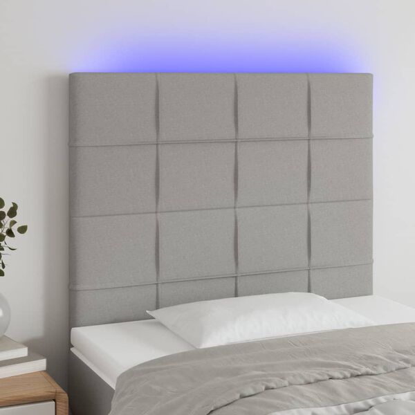 vidaXL T&ecirc;te de lit &agrave; LED Gris clair 100x5x118/128 cm Tissu