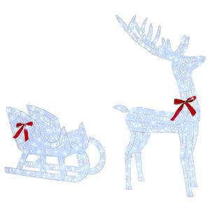 vidaXL Tra&icirc;neau tir&eacute; par un renne Blanc froid 70 x 24 x 128 cm