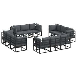 vidaXL Ensemble de canap&eacute; de jardin 12 pcs Noir M&eacute;tal