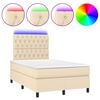 vidaXL Sommier &agrave; lattes de lit matelas et LED cr&egrave;me 120x190 cm tissu