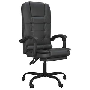 vidaXL Fauteuil de massage inclinable de bureau noir similicuir