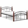 vidaXL Cadre de lit sans matelas noir m&eacute;tal bois ch&ecirc;ne 120x200 cm