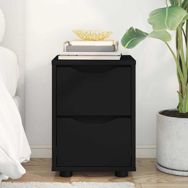 vidaXL Table de chevet Noir 30,5 x 30 x 43 cm Bois d'ing&eacute;nierie