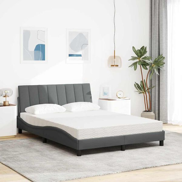vidaXL Lit avec matelas Hanko gris foncé 140x200 cm tissu