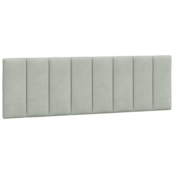 vidaXL Coussin de t&ecirc;te de lit Hanko gris clair 160 cm velours