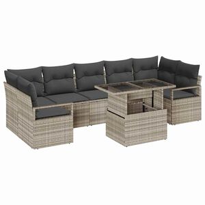 vidaXL Ensemble de canap&eacute; de jardin 8 pc 7-Nombre de places Gris clair