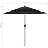 vidaXL Parasol de jardin à 3 niveaux avec mât en aluminium noir 2,5 m