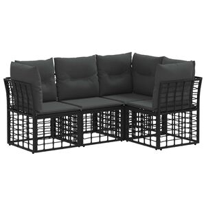 vidaXL Ensemble de canap&eacute;s d'ext&eacute;rieur Noir Polyester