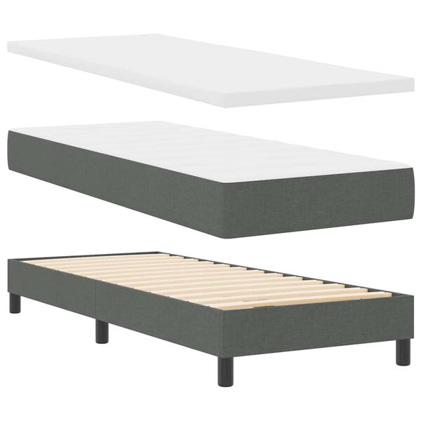 vidaXL Lit &agrave; ressorts avec matelas Gris fonc&eacute; 200 x 80 cm tissu