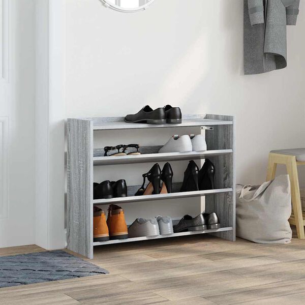 vidaXL &Eacute;tag&egrave;re &agrave; chaussures sonoma gris 80x25x62 cm bois d'ing&eacute;nierie