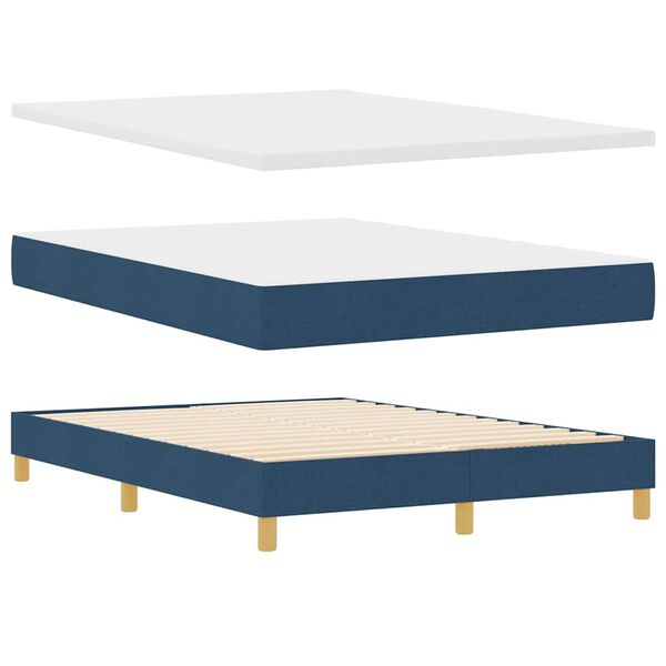 vidaXL Lit &agrave; ressorts avec matelas Bleu 190 x 140 cm Polyester
