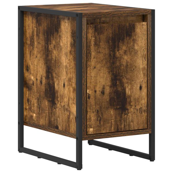 vidaXL Table de chevet Ch&ecirc;ne Fum&eacute; 39,5 x 30 x 50 cm Bois d'ing&eacute;nierie