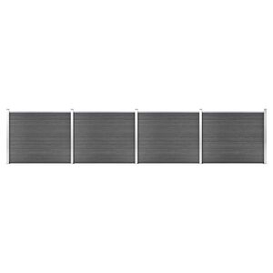 vidaXL Ensemble de panneau de cl&ocirc;ture WPC 699x146 cm Noir