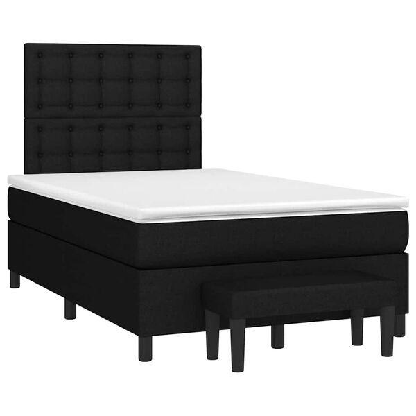 vidaXL Sommier &agrave; lattes de lit avec matelas noir 120x190 cm tissu