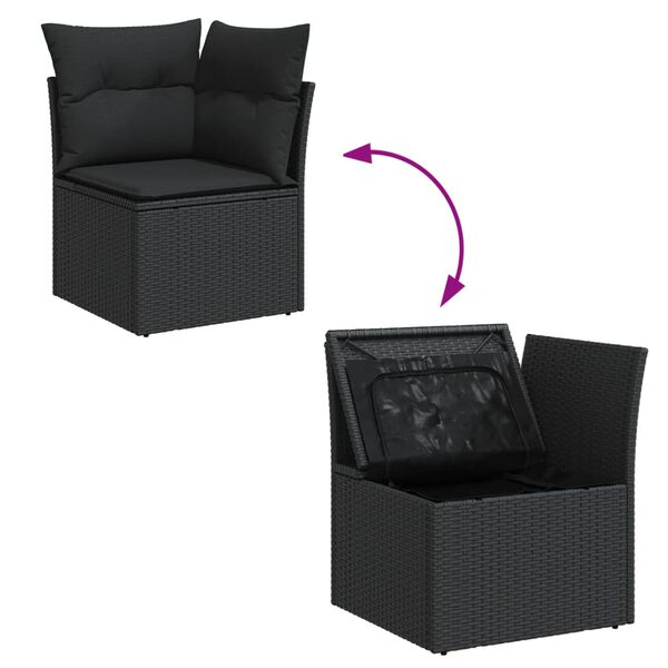 vidaXL Salon de jardin 10 pcs avec coussins noir r&eacute;sine tress&eacute;e