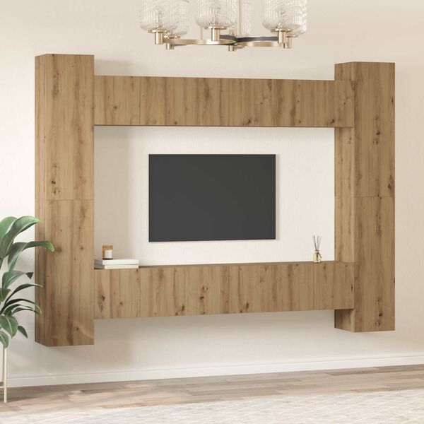 vidaXL Ensemble meuble TV 10 pcs Ch&ecirc;ne artisanal 30,5 x 30 x 90 cm
