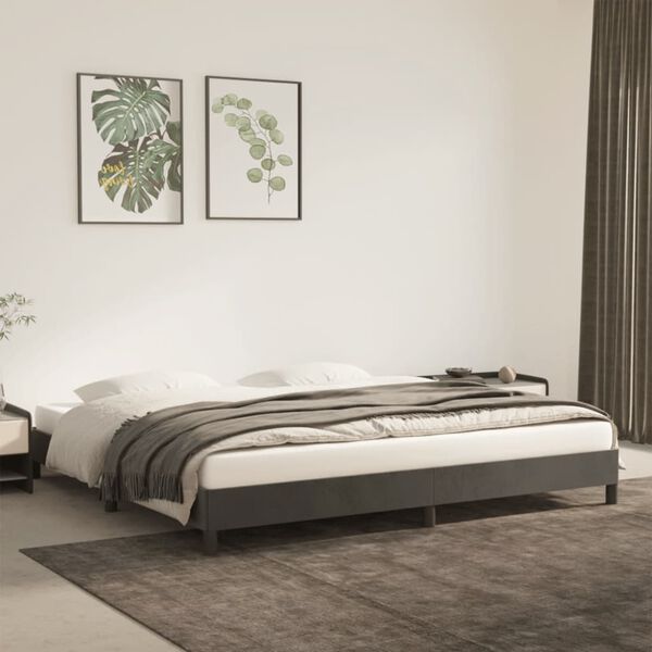 vidaXL Cadre de lit sans matelas gris fonc&eacute; 200x200 cm velours