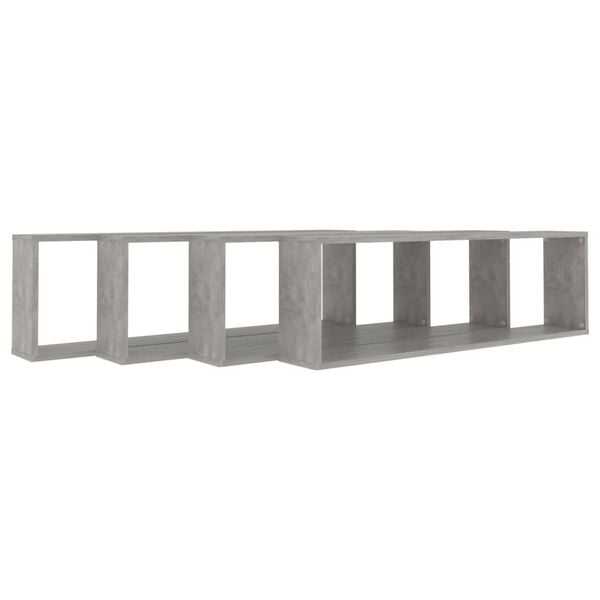 vidaXL &Eacute;tag&egrave;res cube murales 4 pcs gris b&eacute;ton bois d'ing&eacute;nierie