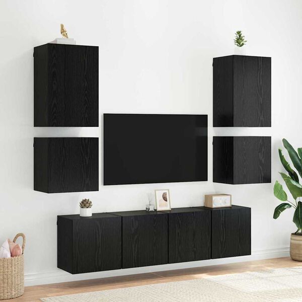 vidaXL Meuble TV mural Ch&ecirc;ne noir 40,5x30x40cm Bois d'ing&eacute;nierie
