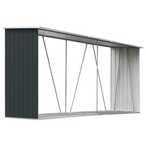 vidaXL Abri de stockage &agrave; bois Acier galvanis&eacute; 330x84x152cm Anthracite