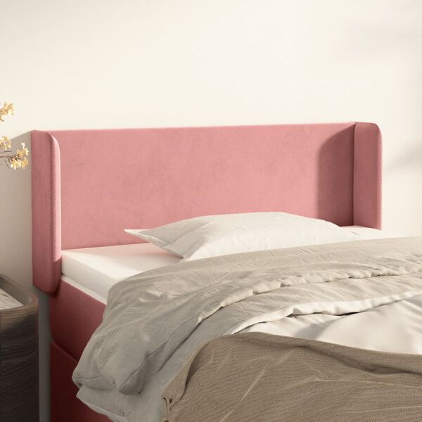 vidaXL T&ecirc;te de lit avec oreilles Rose 103x16x78/88 cm Velours