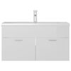 vidaXL Armoire d'&eacute;vier avec lavabo int&eacute;gr&eacute; Blanc brillant Agglom&eacute;r&eacute;