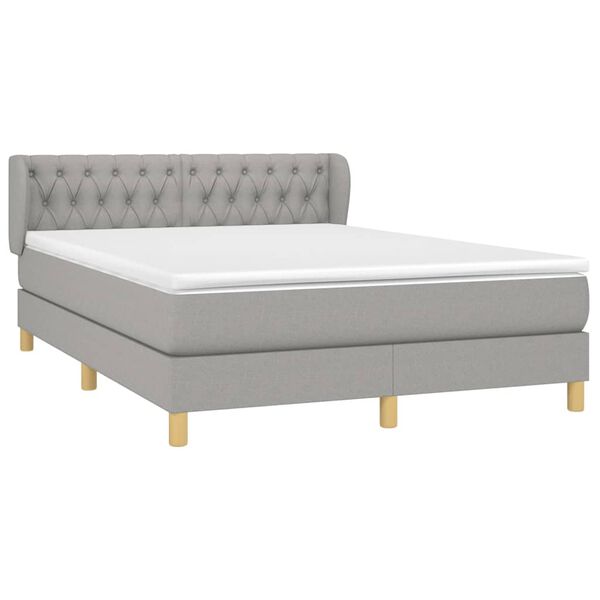 vidaXL Sommier &agrave; lattes de lit avec matelas Gris clair 140x200cm Tissu