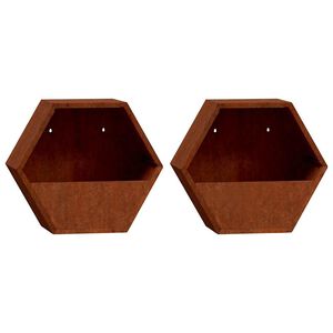 vidaXL Jardini&egrave;res murales 2 pcs Rouill&eacute; Acier corten 30x10x25 cm