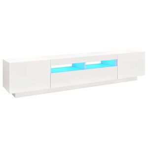 vidaXL Meuble TV avec lumi&egrave;res LED Blanc 200x35x40 cm