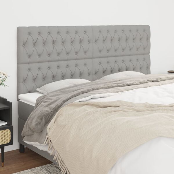 vidaXL T&ecirc;te de lit Gris clair 180 x 7 x 118/128 cm Tissu