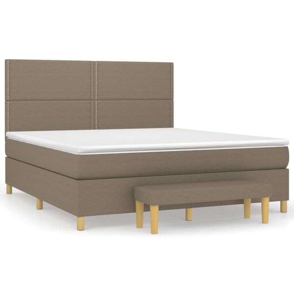 vidaXL Sommier &agrave; lattes de lit avec matelas Taupe 180x200 cm Tissu