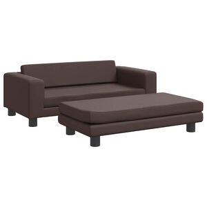 vidaXL Canap&eacute; avec repose-pied pour enfants marron 100x50x30 cm
