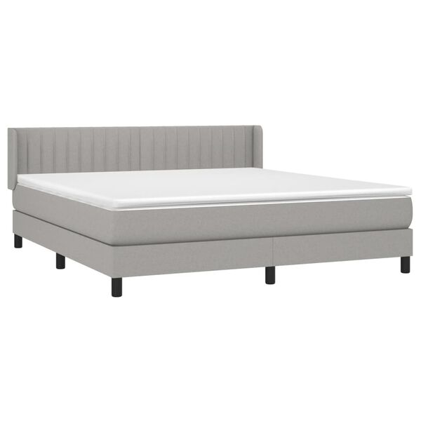 vidaXL Sommier &agrave; lattes de lit avec matelas Gris clair 180x200cm Tissu