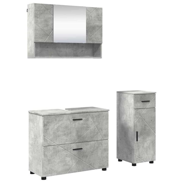 vidaXL Ensemble de mobilier de salle de bain 3 pcs Gris b&eacute;ton