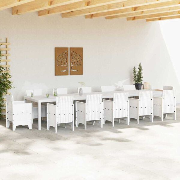 vidaXL Table de jardin pour repas Blanc 400 x 100 x 73 cm polyrotin