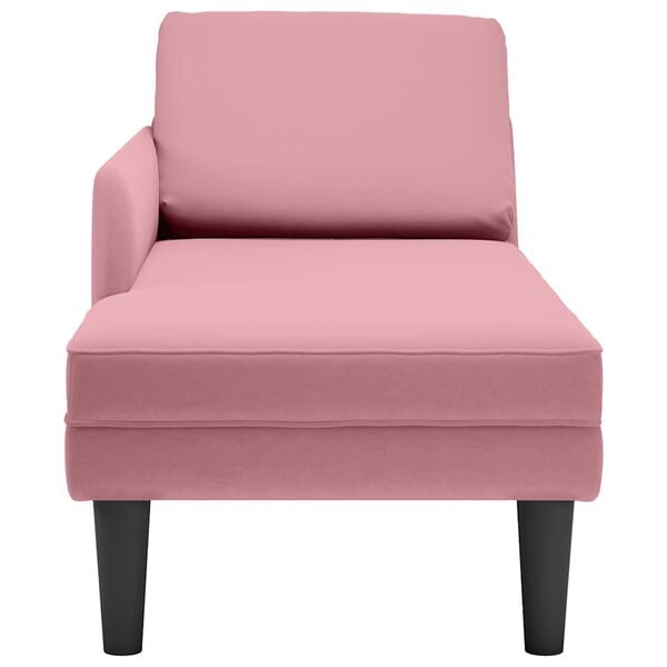 vidaXL Fauteuil long avec coussin et accoudoir droit rose velours