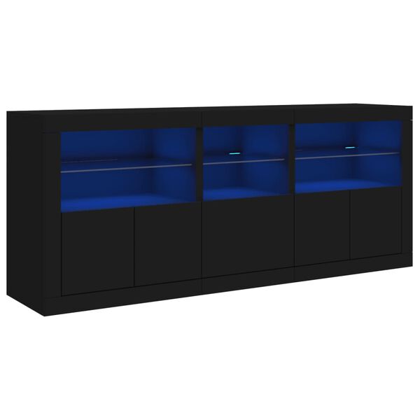 vidaXL Buffet avec lumières LED noir 162x37x67 cm
