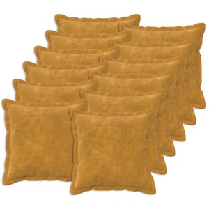 vidaXL Coussin avec oreiller HOUTEN 12 pc Jaune Fleece en microfibre
