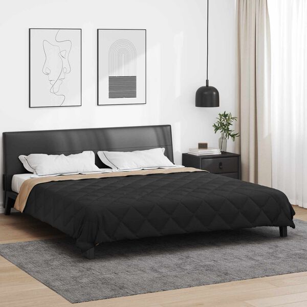 vidaXL Duvet d'&eacute;t&eacute; simple Noir et Taupe 220 x 260 cm Microfibre