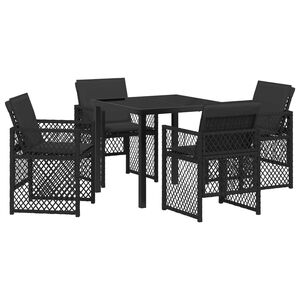 vidaXL Ensemble de salle &agrave; manger pour jardin 5 pcs Noir polyrotin