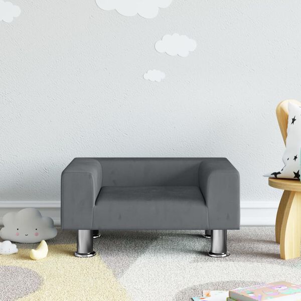 vidaXL Canap&eacute; pour enfants gris fonc&eacute; 50x40x26,5 cm velours