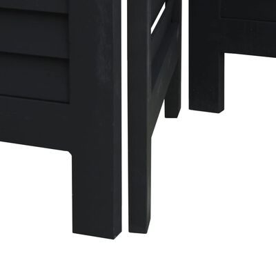 vidaXL Cloison de séparation 3 panneaux noir bois de paulownia massif