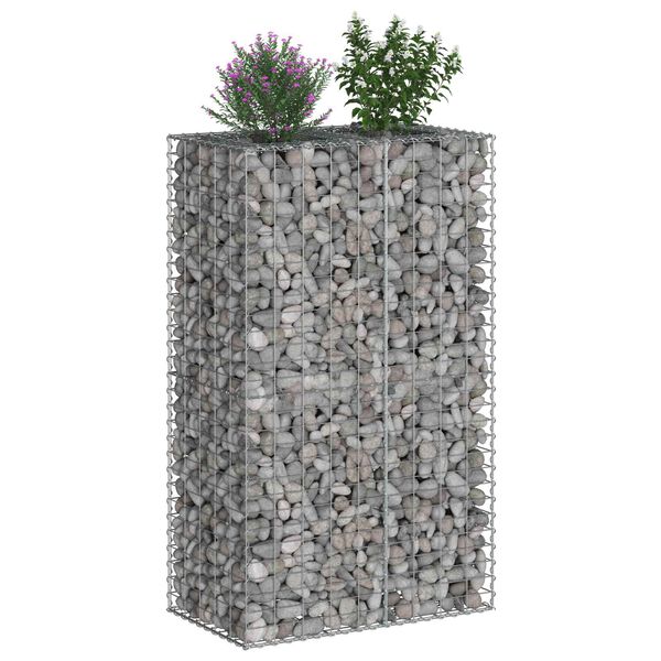 vidaXL Lit sur&eacute;lev&eacute; gabion Argent&eacute; 90 x 50 x 150 cm Acier galvanis&eacute;