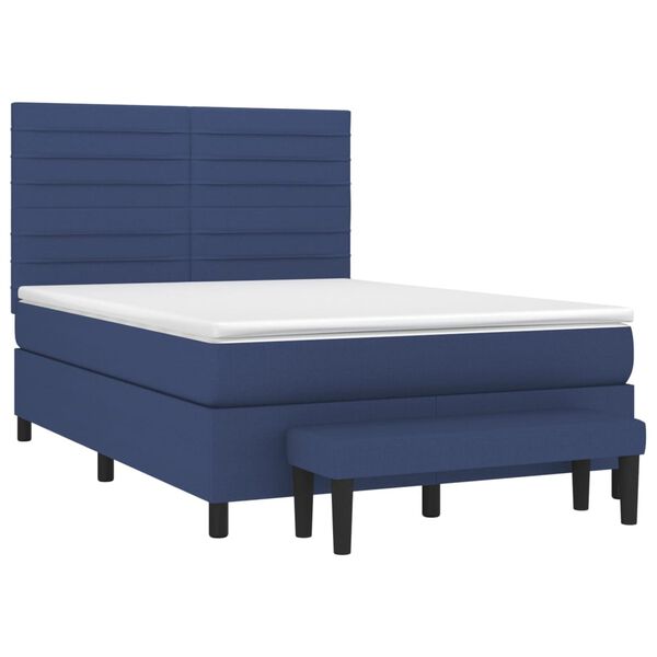 vidaXL Sommier &agrave; lattes de lit avec matelas Bleu 140x200 cm Tissu